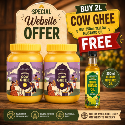 Pure Cow Ghee 2L + FREE 250ml Yellow Cold Pressed Mustard Oil | Limited Time Offer | Agganya