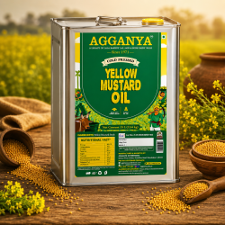 Yellow Mustard Oil 15L Tin | Cold-Pressed Oil | Agganya